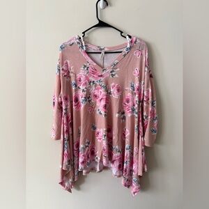Emerald Pink Floral Women's Tunic